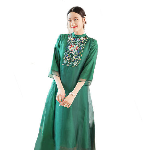 OG-99118新款民族风刺绣茶道汉服古典连衣裙 商品图4