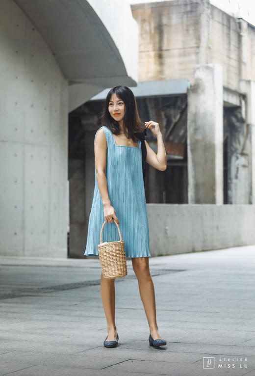 AtelierMissLu / Aria-云雾蓝飘带装饰连身裙 商品图8