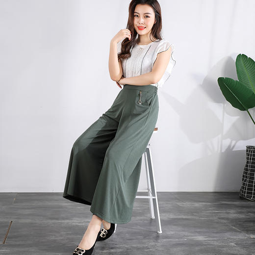 XK-FV8901新款高腰大脚宽腿松紧薄款阔腿裤 商品图0