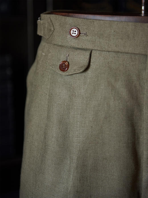 Baird Mcnutt 深卡其绿色爱尔兰亚麻意式工艺裤装 商品图1