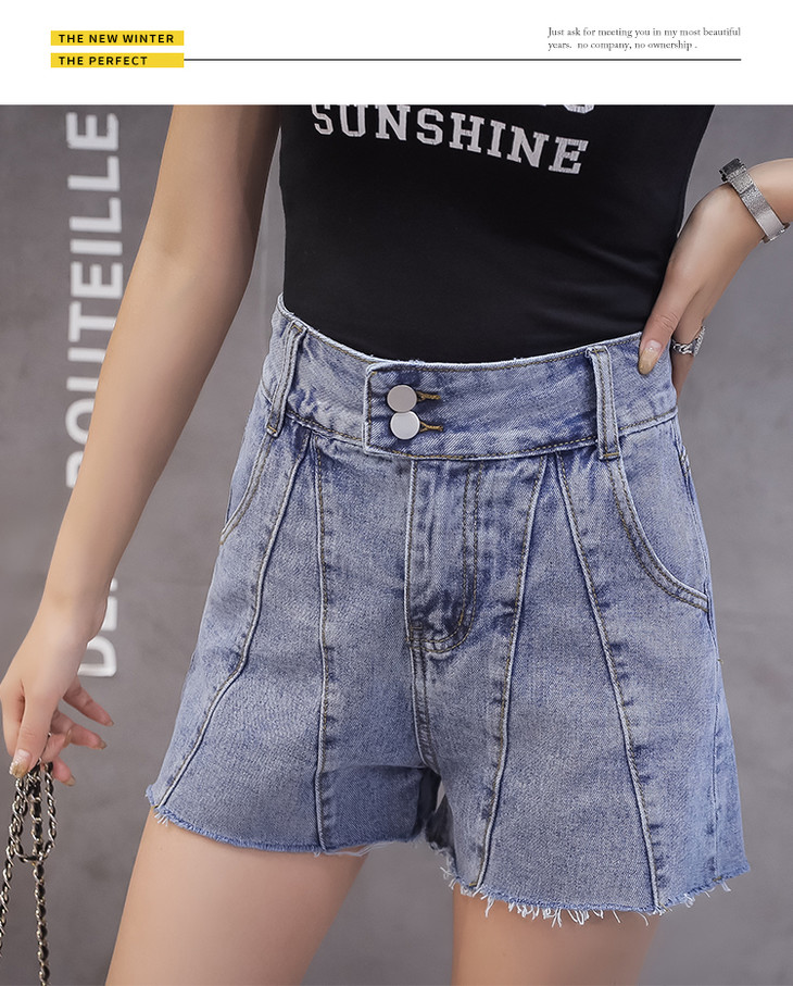 新款外穿显瘦热裤韩版宽松a字排扣短裤