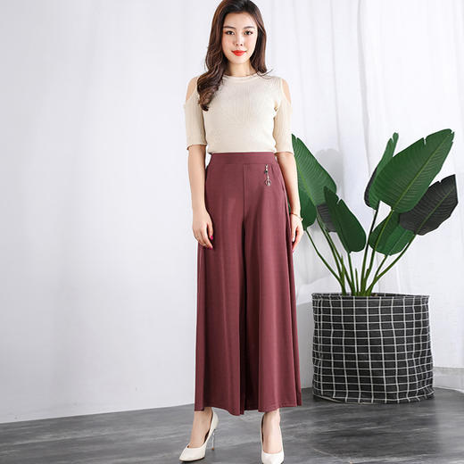 XK-FV8901新款高腰大脚宽腿松紧薄款阔腿裤 商品图1