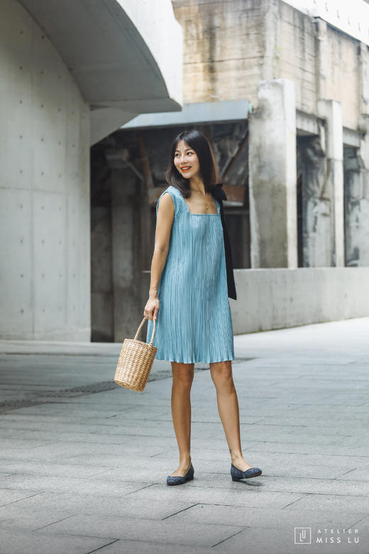 AtelierMissLu / Aria-云雾蓝飘带装饰连身裙 商品图0