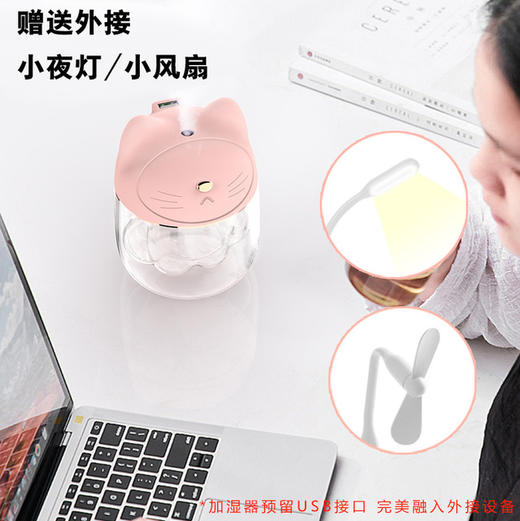 【不仅仅是加湿器，风扇台灯三合一】黑科技高颜值萌猫爪加湿器 纳米雾化喷雾深层滋润补水 usb迷你办公桌面喷雾补水仪小夜灯 商品图4