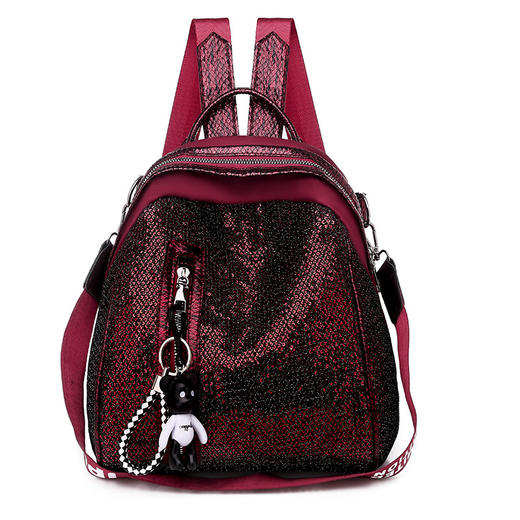 LC-4576新款女式牛津布时尚网格亮片两用背包 商品图4