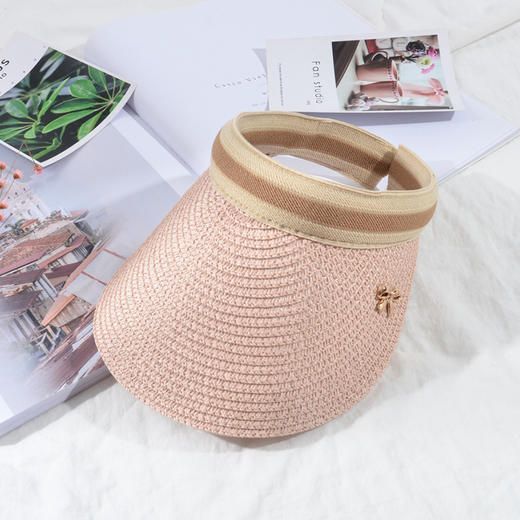 户外空顶遮阳防晒草帽无顶帽子女夏鸭舌度假出游太阳帽 商品图5