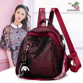 LC-4576新款女式牛津布时尚网格亮片两用背包