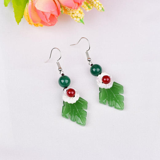 CZYH-018新款民族风琉璃叶子气质简约复古风耳坠 商品图2