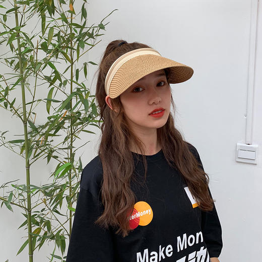 户外空顶遮阳防晒草帽无顶帽子女夏鸭舌度假出游太阳帽 商品图2