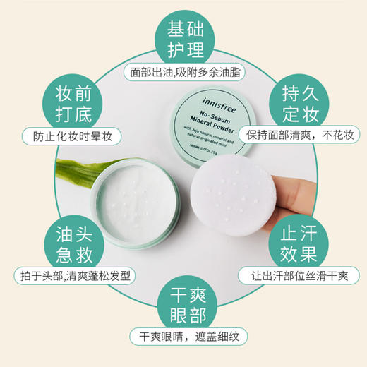 悦诗风吟散粉 新款 控油 透明 适合大油田~ 矿物质遮瑕定妆薄荷蜜粉 5g INNISFREE/innisfree 商品图2