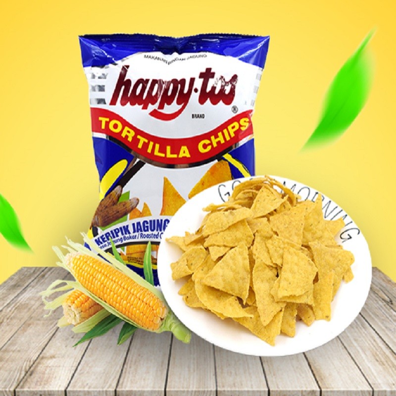【19年10月到期】HAPPY TOS/特菲奥 特菲奥烤玉米味玉米片55G*4袋 有票JPY带授权招加盟代理