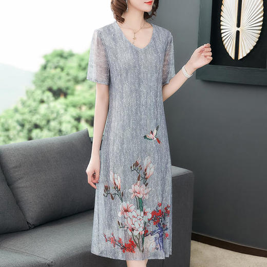 AHM-fls0615夏新款年女装阔太太大码洋气高贵裙子 商品图2