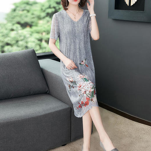 AHM-fls0615夏新款年女装阔太太大码洋气高贵裙子 商品图3