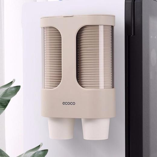 饮水机一次性水杯架塑料杯纸杯架免钉无痕贴透明可视双筒取杯器架 商品图6