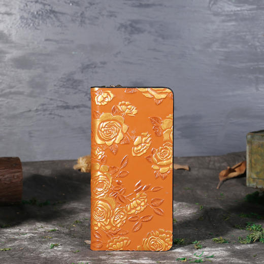 ZL-048民族风真皮钱包女多功能长款拉链手拿包 商品图3