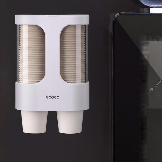 饮水机一次性水杯架塑料杯纸杯架免钉无痕贴透明可视双筒取杯器架 商品图5