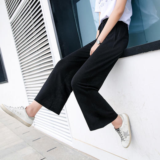 裤子女学生韩版宽松垂感阔腿裤夏季薄款直筒百搭高腰休闲裤女 商品图3