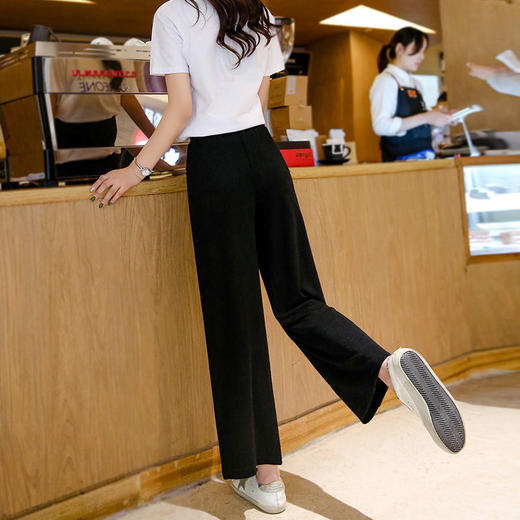 裤子女学生韩版宽松垂感阔腿裤夏季薄款直筒百搭高腰休闲裤女 商品图1