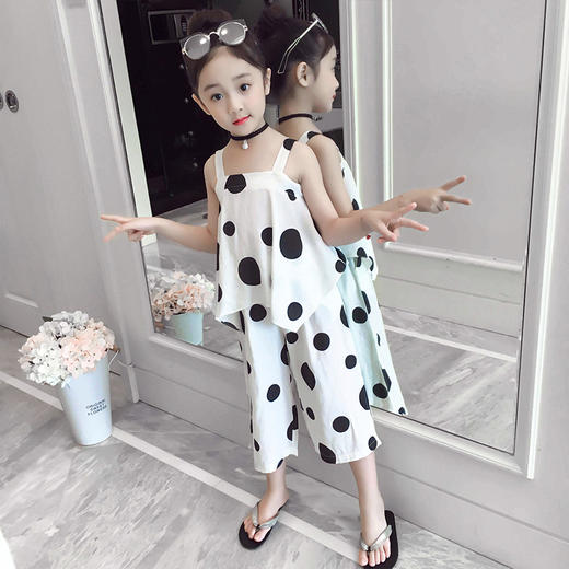 CCT-CTM18111新款波点洋气韩版中大童休闲两件套 商品图1