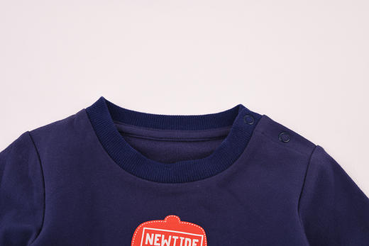 棉果果春秋季男童小毛圈假两件套头哈衣连体衣M312727219489 商品图3