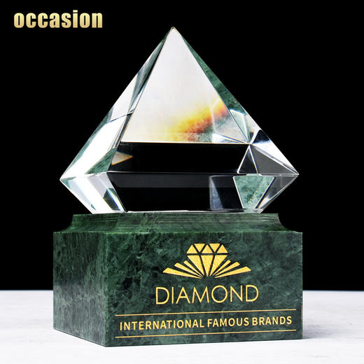 水晶奖杯定制定做创意高档钻石优秀员工大理石刻字荣誉奖牌制作 商品图3