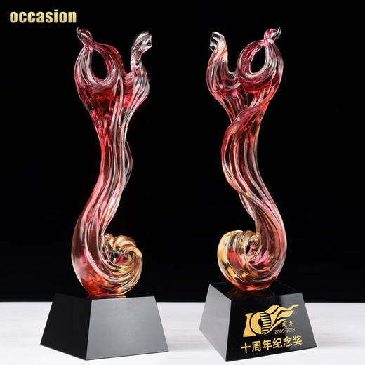 10周年奖杯定制古法琉璃定做企业年会水晶庆典表彰高档员工颁奖 商品图1