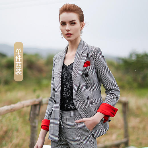 IWY/灰色小西装西服套装女条纹格子韩版休闲职业装时尚CP9354 商品图10