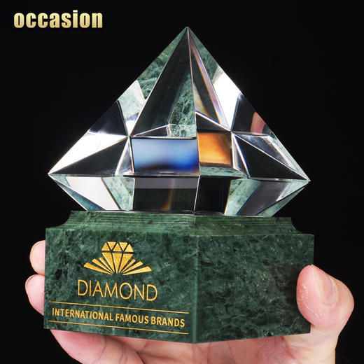 水晶奖杯定制定做创意高档钻石优秀员工大理石刻字荣誉奖牌制作 商品图2