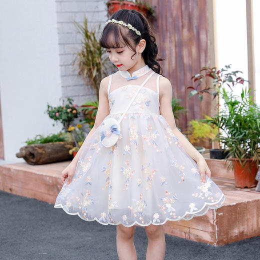 YD-40DH1Q55-3新款中大童蕾丝绣花荷包民族风时尚背心裙 商品图2