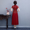 WXG-1950新款中式复古长款南韩丝礼服旗袍连衣裙 商品缩略图4