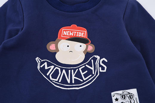 棉果果春秋季男童小毛圈假两件套头哈衣连体衣M312727219489 商品图4