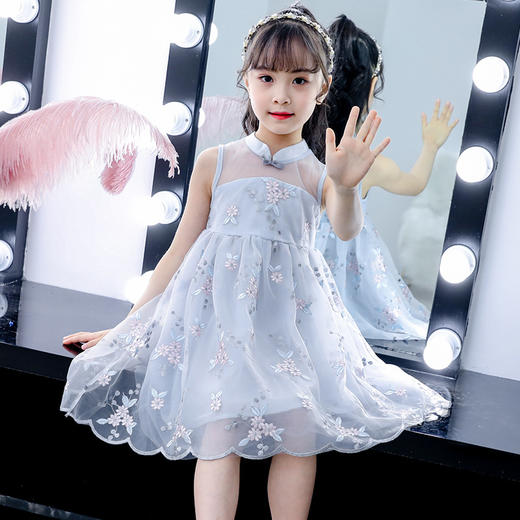 YD-40DH1Q55-3新款中大童蕾丝绣花荷包民族风时尚背心裙 商品图1