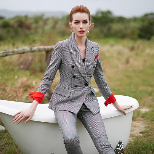 IWY/灰色小西装西服套装女条纹格子韩版休闲职业装时尚CP9354 商品图8