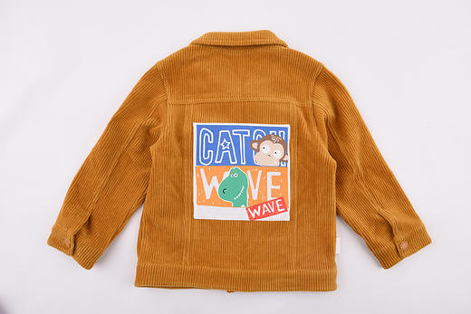 棉果果春秋季男童天鹅绒抽条+汗布休闲翻领外套M312100419480 商品图2