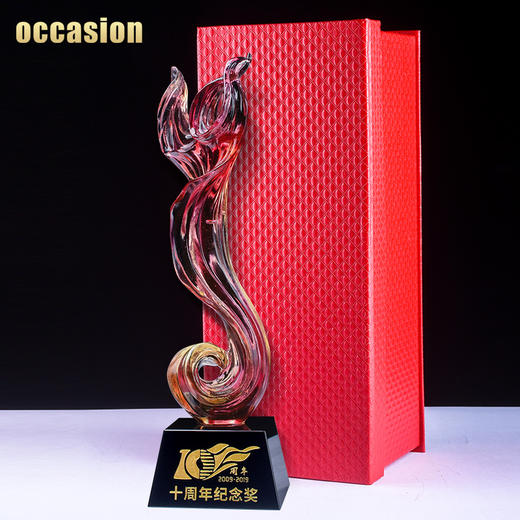 10周年奖杯定制古法琉璃定做企业年会水晶庆典表彰高档员工颁奖 商品图4