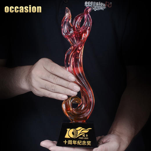 10周年奖杯定制古法琉璃定做企业年会水晶庆典表彰高档员工颁奖 商品图2