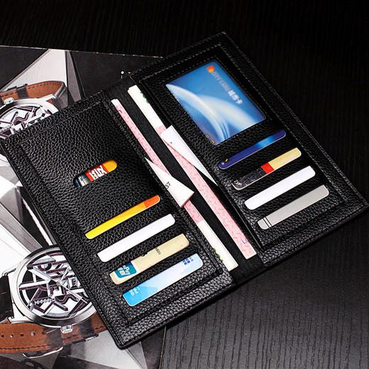 钱包男长款青年钱夹男士钱包薄商务皮夹多卡位箱包 商品图0
