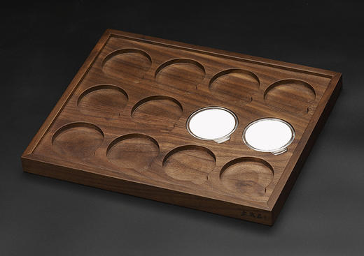 【实木泉匣】老钱庄双层黑胡桃实木托盘式钱币收藏盒（SH已亥年新款） 商品图5