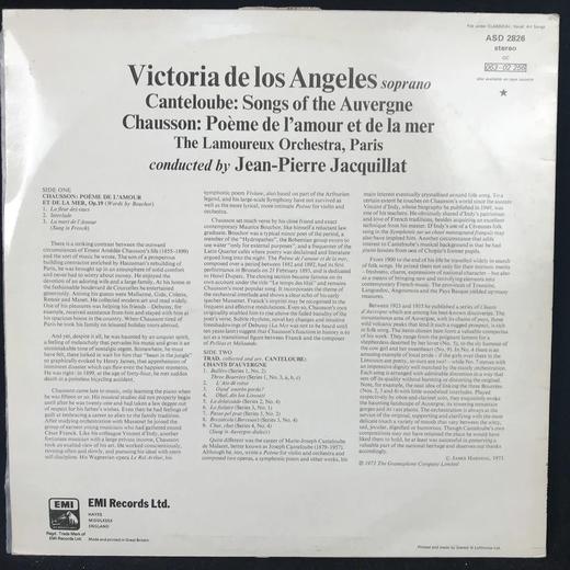 LP黑胶唱片 康特鲁伯《阿维农之歌》与 肖松《爱和海之诗》拉穆勒管弦乐团录制 商品图1