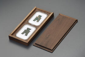 【实木泉匣】黑胡桃全实木(明式素面)PCGS评级币双枚装收藏盒(MH2H)