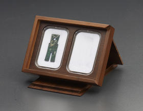 【实木泉匣】黑胡桃横向双枚装明泰大布币钱币盒(MH2H)