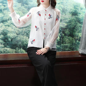 BS-YYT6823B新款时尚翻领重工刺绣舒适上衣TZW