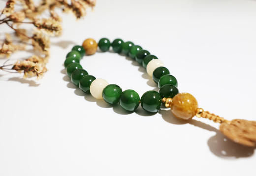 【复古】和田玉（碧玉）玉珠手持 商品图1