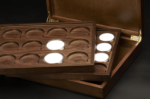 【实木泉匣】老钱庄双层黑胡桃实木托盘式钱币收藏盒（SH已亥年新款） 商品图2