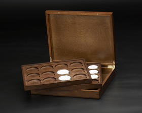 【实木泉匣】老钱庄双层黑胡桃实木托盘式钱币收藏盒（SH已亥年新款）