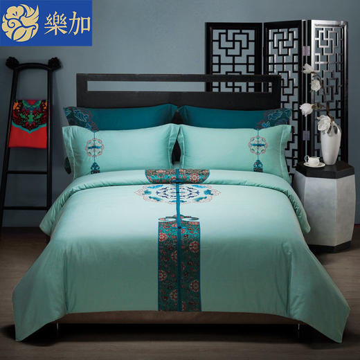 【现代中国风 裸感全棉】lehome床上四件套全棉纯棉床单套件新中式1.8-2.0m被套床上用品 商品图0