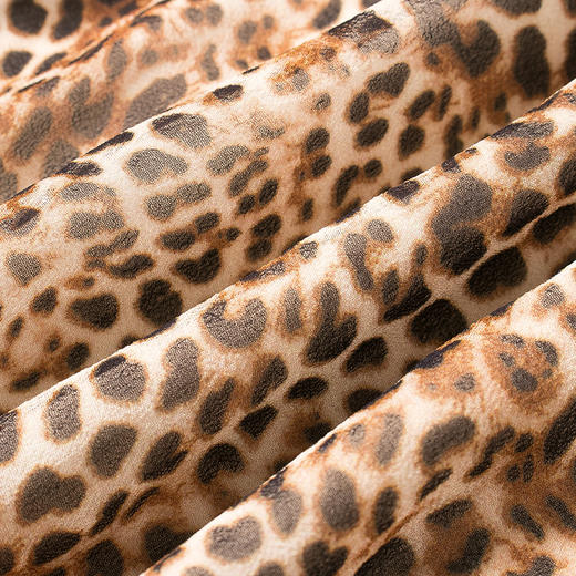 WWM-46303新款轻奢大摆木耳边豹纹印花真丝连衣裙TZW 商品图3