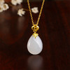 周六福 黄金镶嵌和田玉吊坠女足金玉石水滴挂件佳礼 商品缩略图2
