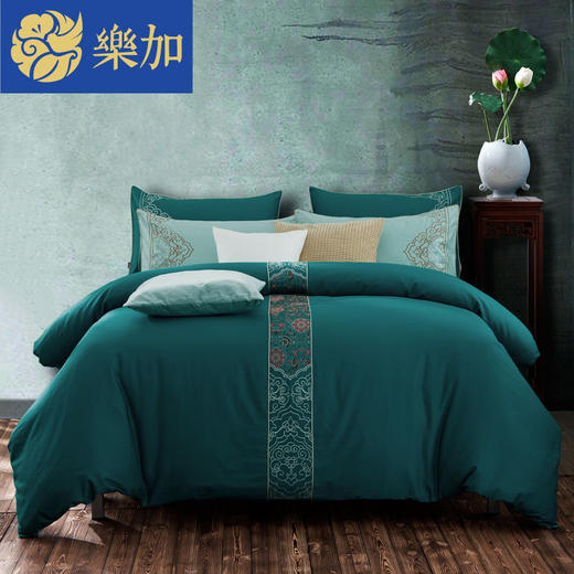 【现代中国风 裸感全棉】lehome床上四件套全棉纯棉床单套件新中式1.8-2.0m被套床上用品 商品图1