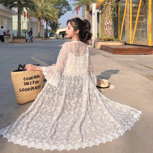  韩版夏季新款仙女蕾丝薄纱披肩防晒衣宽松开衫外套 商品图5